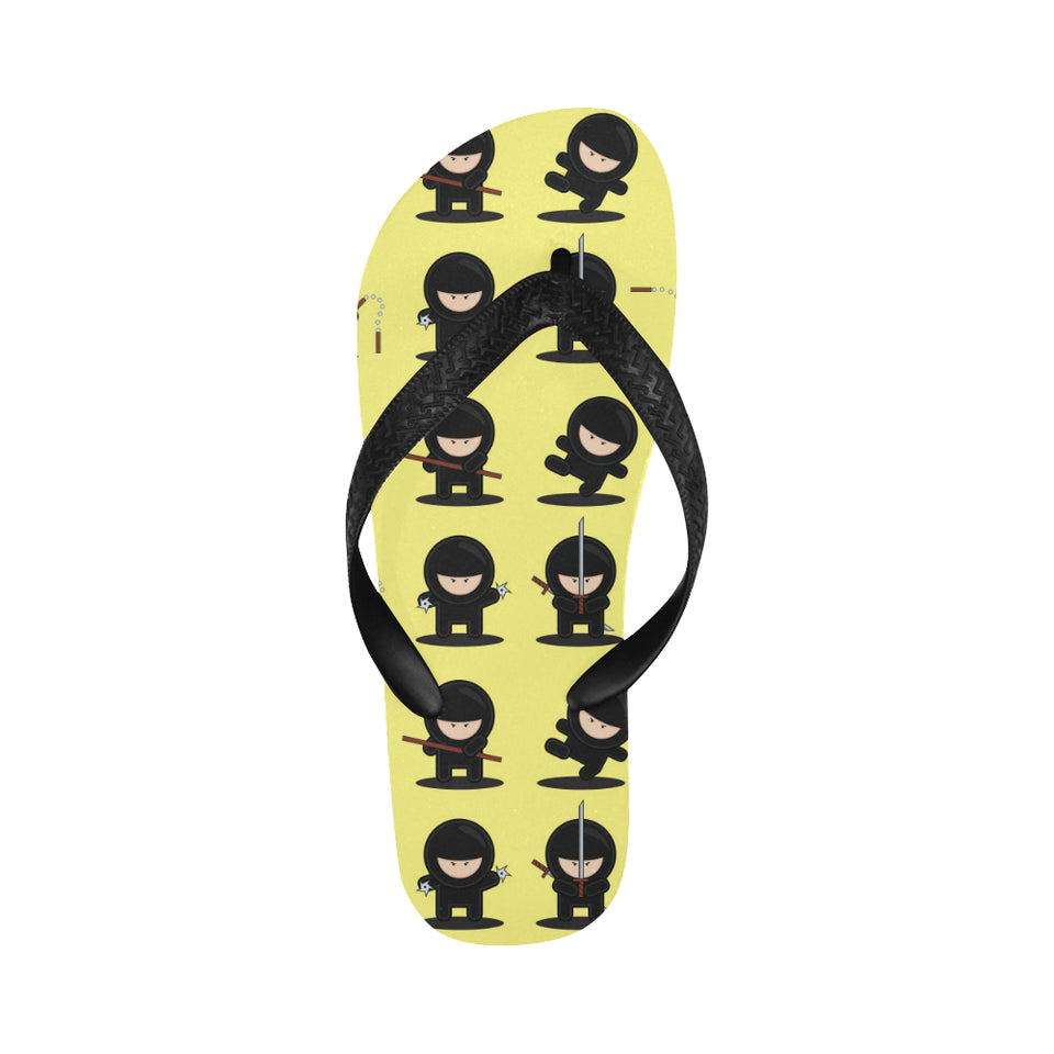 Cute ninja yellow background Unisex Flip Flops
