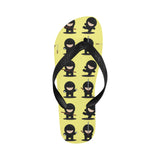Cute ninja yellow background Unisex Flip Flops