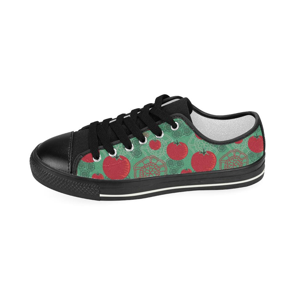 Tomato design pattern Kids' Boys' Girls' Low Top Canvas Shoes Black