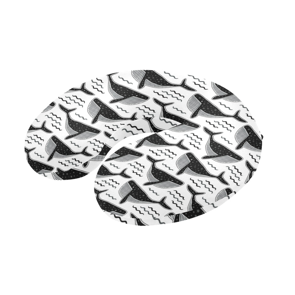 Black whale pattern U-Shaped Travel Neck Pillow