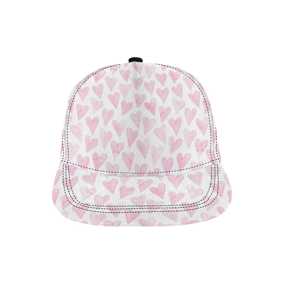 Watercolor pink heart pattern All Over Print Snapback Cap