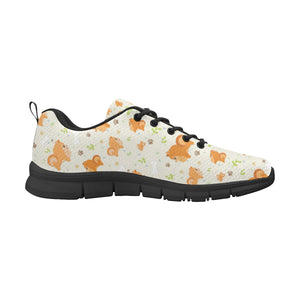Cute brown pomeranian paw leave bone pattern Women's Sneaker Shoes