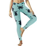 Sea turtle with blue ocean backgroud Women's Legging Fulfilled In US