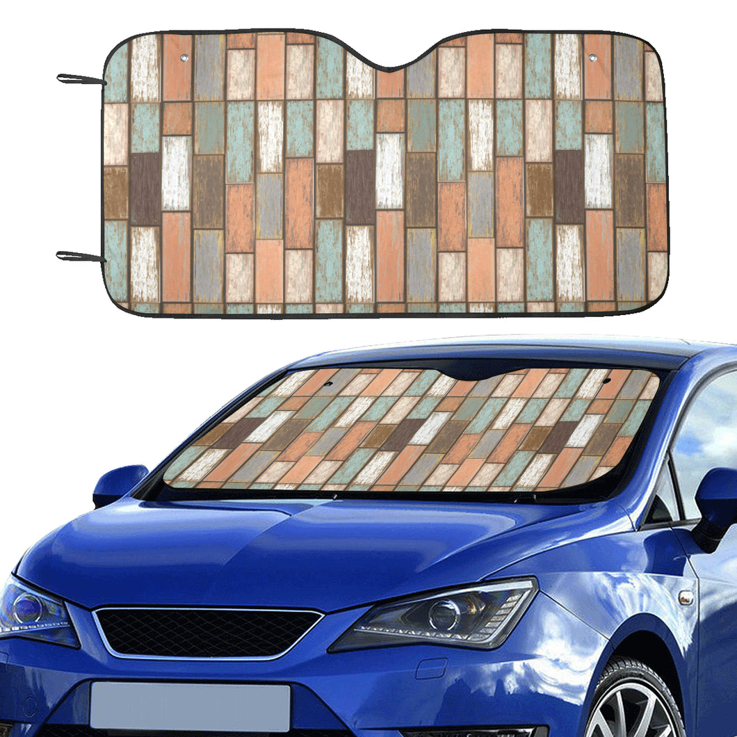 Wood Printed Pattern Print Design 02 Car Sun Shade