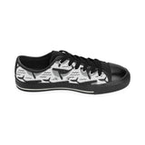 Black whale pattern Men's Low Top Canvas Shoes Black