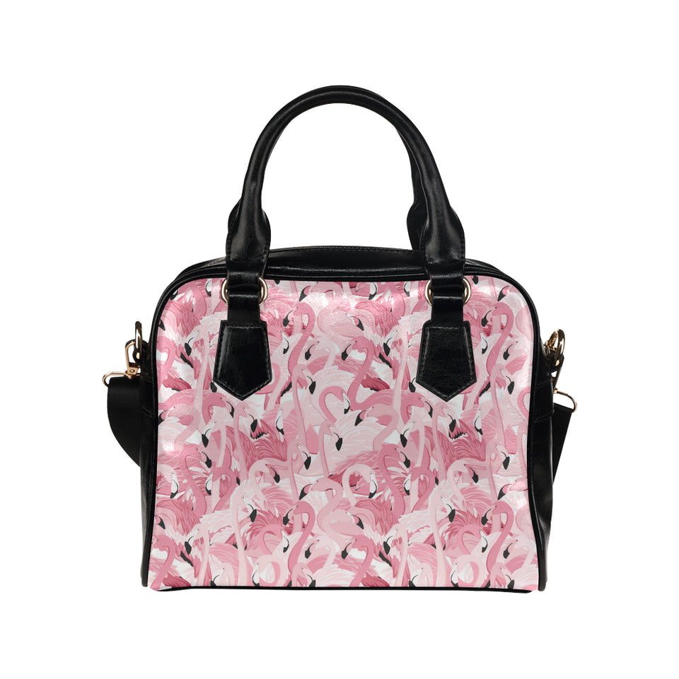 Pink flamingos pattern background Shoulder Handbag