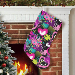 heart dot wave star creative design pattern Christmas Stocking