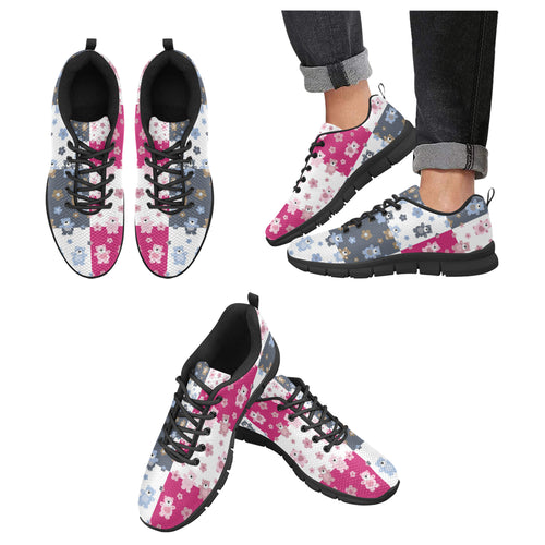Teddy Bear Pattern Print Design 03 Men's Breathable Sneakers ( Model 055)
