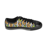 papaya design pattern Men's Low Top Canvas Shoes Black