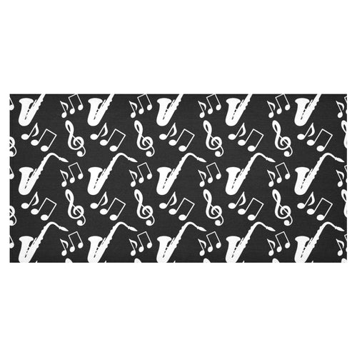 Saxophone music notes treble clef black white them Tablecloth