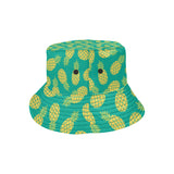 Pineapples pattern green background Unisex Bucket Hat
