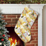 Cool Bee honeycomb leaves pattern Christmas Stocking