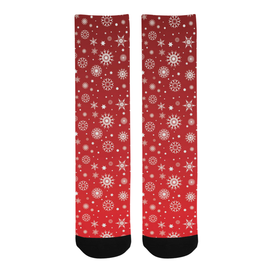 Snowflake pattern red background Crew Socks