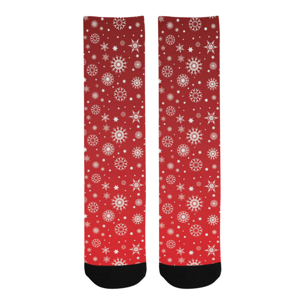 Snowflake pattern red background Crew Socks