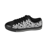 Crow dark floral pattern Men's Low Top Canvas Shoes Black