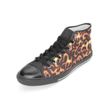 Fire flame dark pattern Women's High Top Canvas Shoes Black