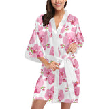 pink purple orchid pattern background Women's Short Kimono Robe
