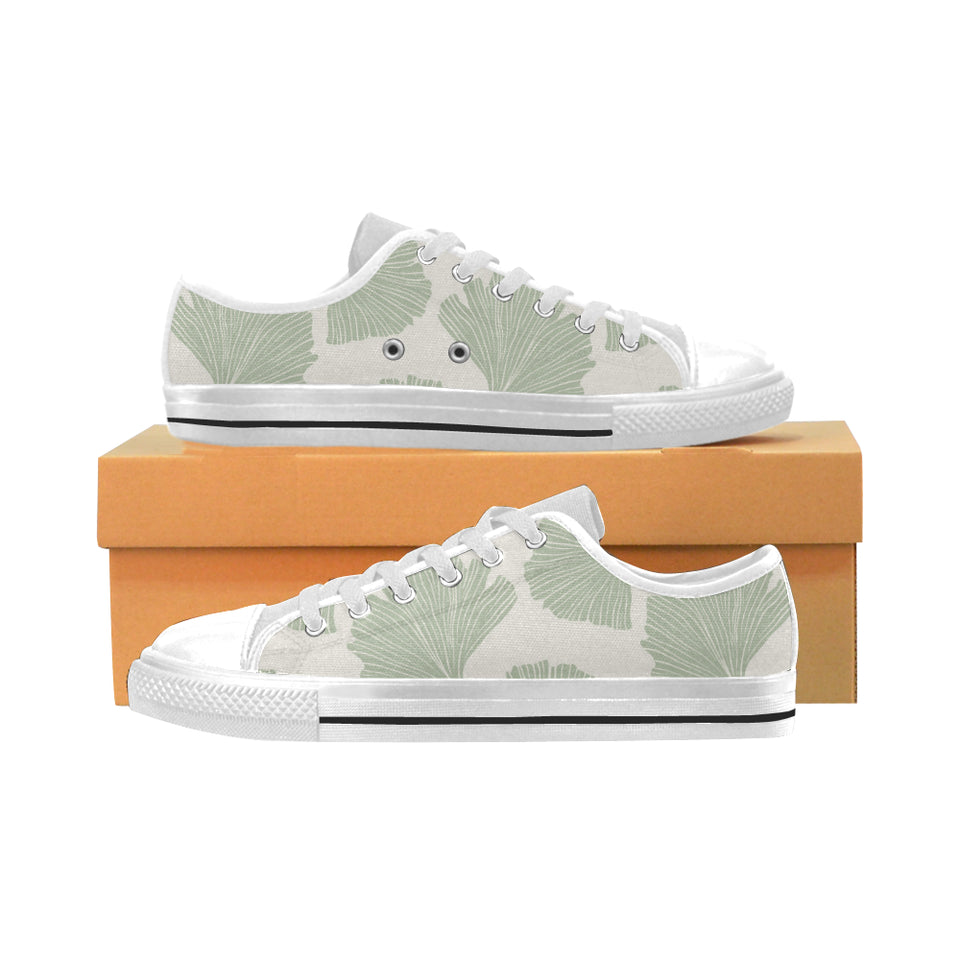 Ginkgo leaves pattern Men's Low Top Shoes White