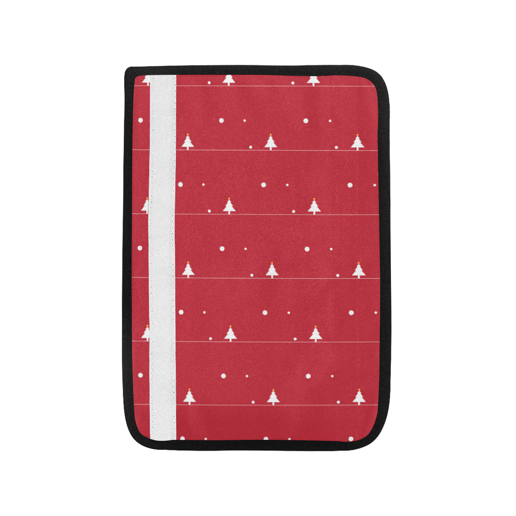 Christmas tree star snow red background Car Seat Belt Cover