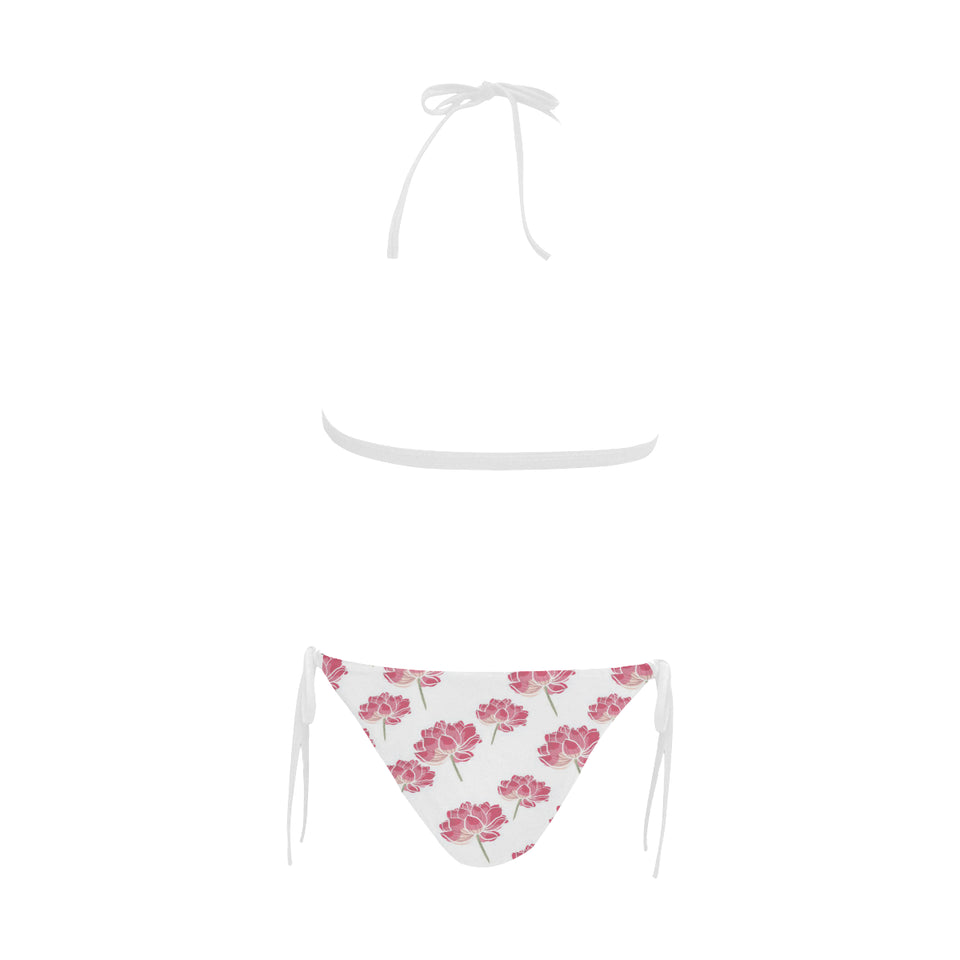 Pink lotus waterlily pattern Sexy Bikinis Two-Piece Swimsuits