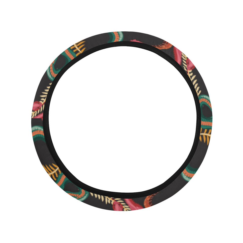 Colorful snake plant pattern Car Steering Wheel Cover