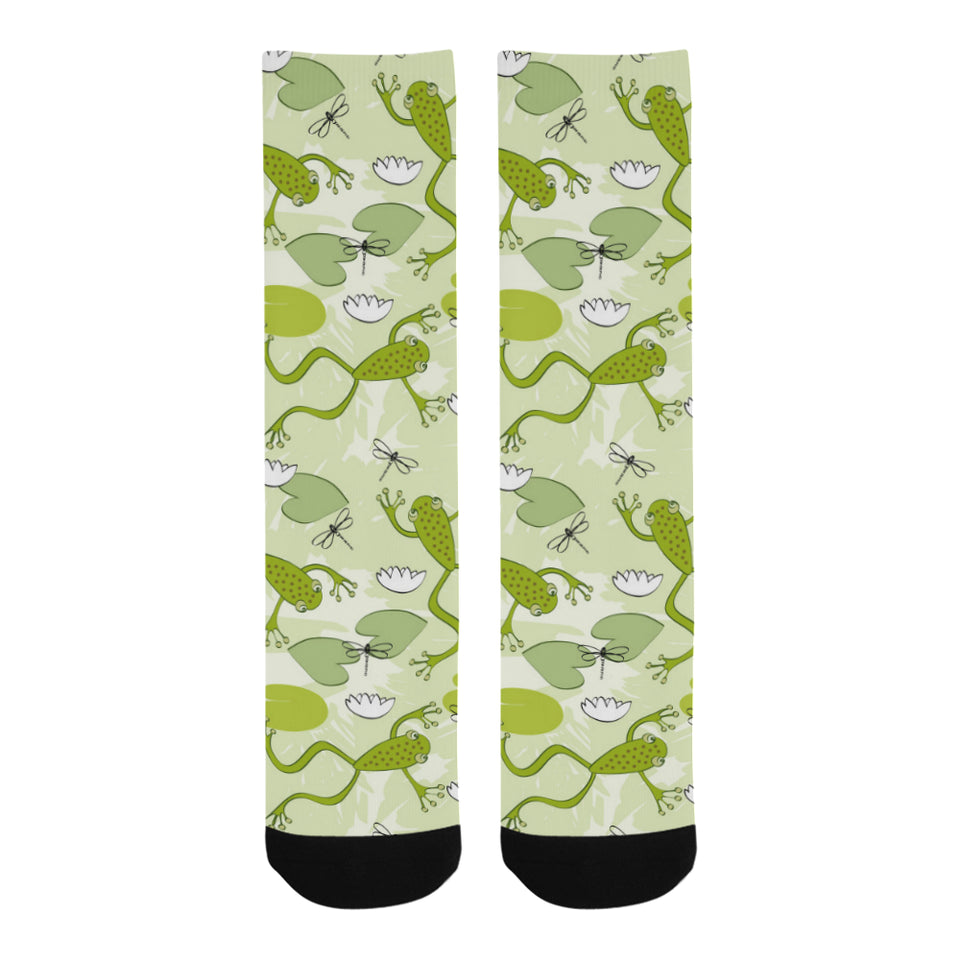 Cute frog dragonfly pattern Crew Socks