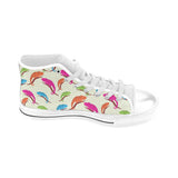 Colorful Chameleon lizard pattern Men's High Top Canvas Shoes White
