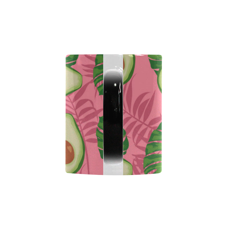 Avocado slices leaves pink back ground Morphing Mug Heat Changing Mug