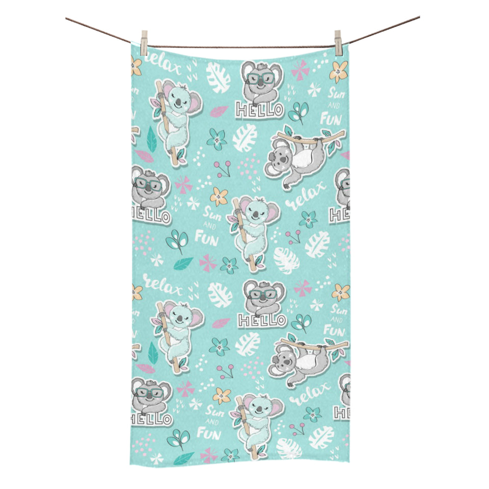 Cute koalas blue background pattern Bath Towel