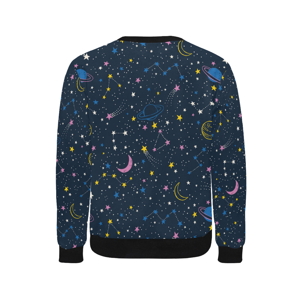 space pattern with planets, comets, constellations Men's Crew Neck Sweatshirt