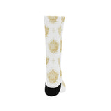 Gold Ornamental lotue waterlily symbol pattern Crew Socks