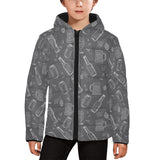 Beer hand drawn pattern Kids' Boys' Girls' Padded Hooded Jacket