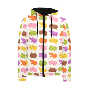 Hippopotamus Pattern Print Design 01 Men's Padded Hooded Jacket