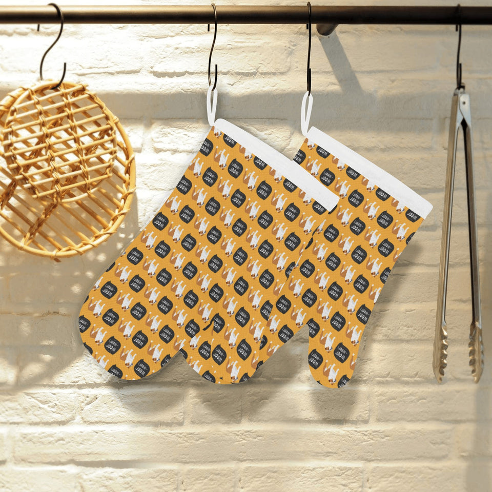 English Bulldog Pattern Print Design 04 Heat Resistant Oven Mitts