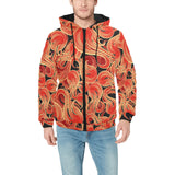 Fire flame pattern Men's Padded Hooded Jacket