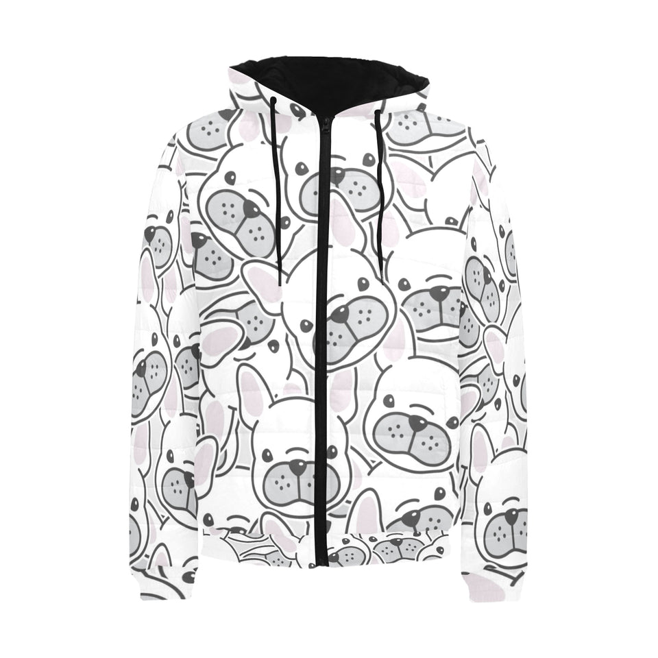 Cute french bulldog head pattern Men's Padded Hooded Jacket