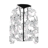 Cute french bulldog head pattern Men's Padded Hooded Jacket