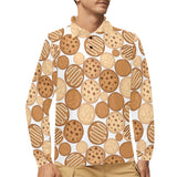 Various cookie pattern Men's Long Sleeve Polo Shirt