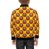 Daruma japanese wooden doll yellow background Kids' Boys' Girls' Bomber Jacket