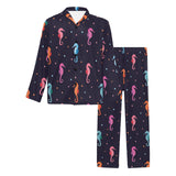 Watercolor colorful seahorse pattern Men's Long Pajama Set