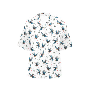 Swallow Pattern Print Design 04 Women's All Over Print Hawaiian Shirt