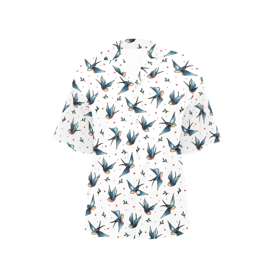 Swallow Pattern Print Design 04 Women's All Over Print Hawaiian Shirt