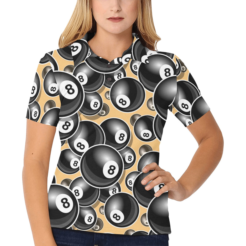 Billiard Ball Pattern Print Design 04 Women's All Over Print Polo Shirt