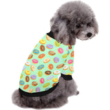 Colorful donut pattern green background All Over Print Pet Dog Round Neck Fuzzy Shirt