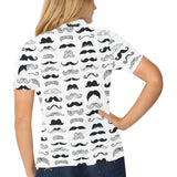 Mustache Beard Pattern Print Design 04 Women's All Over Print Polo Shirt