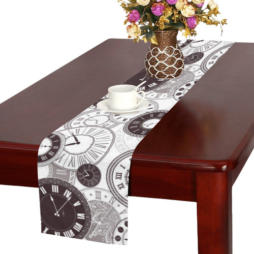 Classic vintage clock pattern Table Runner