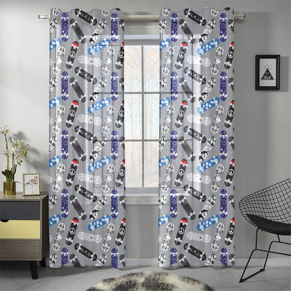 Skate Board Pattern Print Design 03 Gauze Curtain