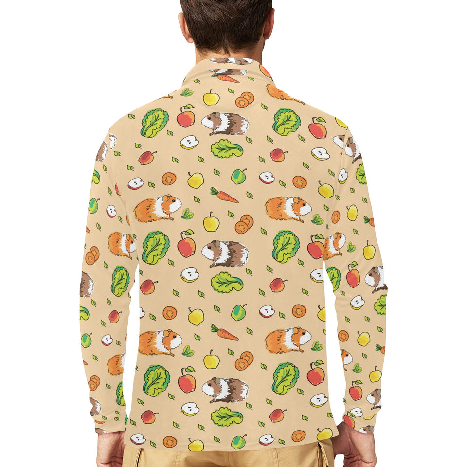 Guinea Pig Pattern Print Design 05 Men's Long Sleeve Polo Shirt