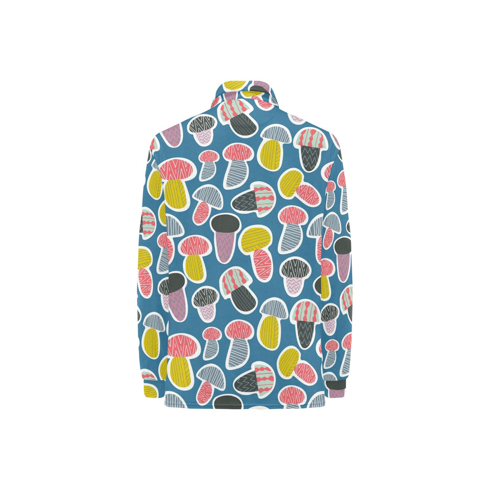 Colorful mushroom design pattern Women's Long Sleeve Polo Shirt