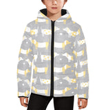 Cute dachshund dog pattern Kids' Boys' Girls' Padded Hooded Jacket
